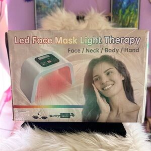 7 Color LED Face Mask Light Therapy Device - White with Pink Glow